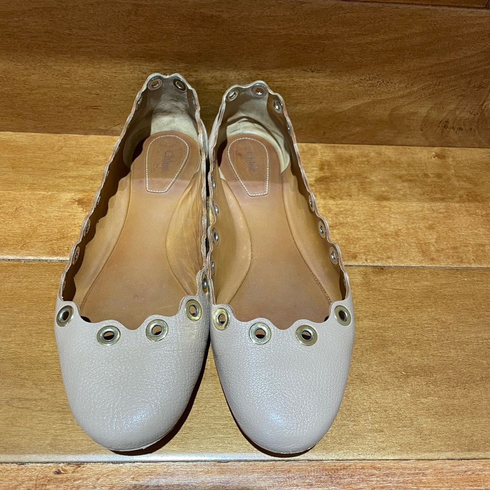 Chloe scalloped shoes, beige, 37 or 7